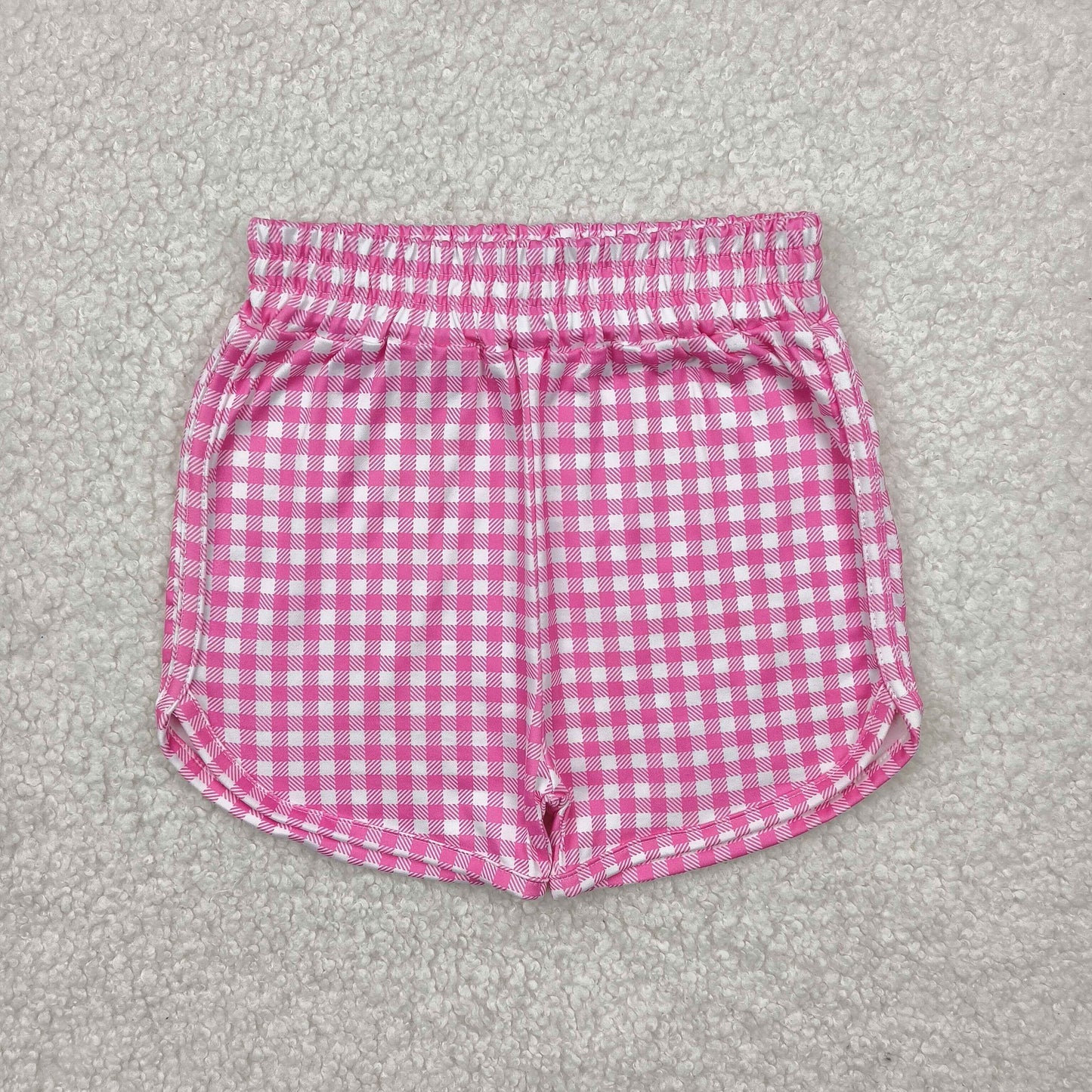 SS0472 baby girls pink checkered shorts