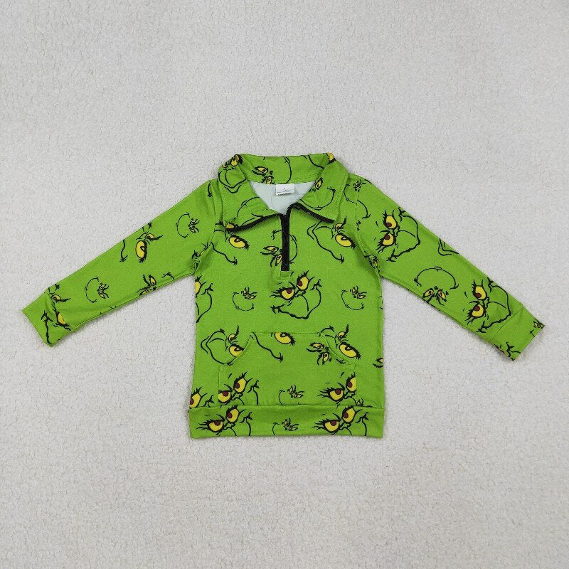 Family Matching Adult women Baby kids green Christmas cartoon top