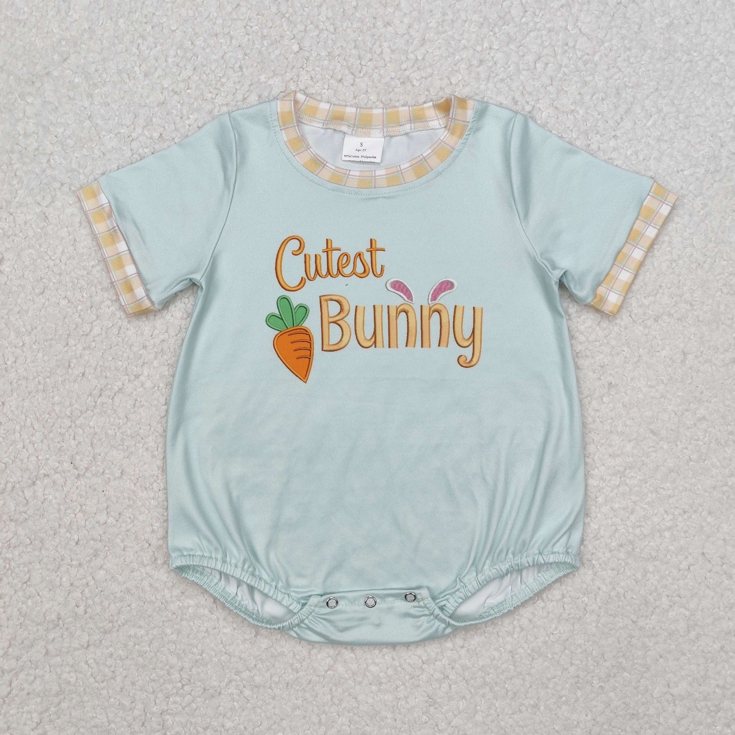SR2198 Baby Girls green cute bunny short sleeve romper