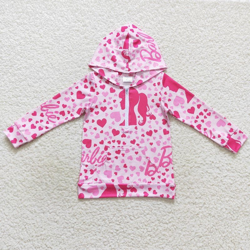 GT0289 Girls love Pink Long Sleeves Zip Pullover