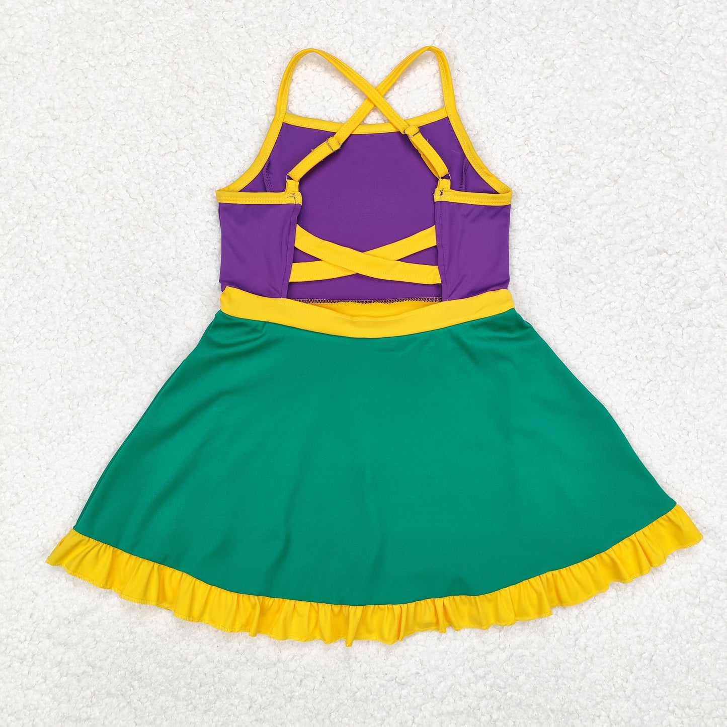 GSD1431 Girls purple green yoga Dress