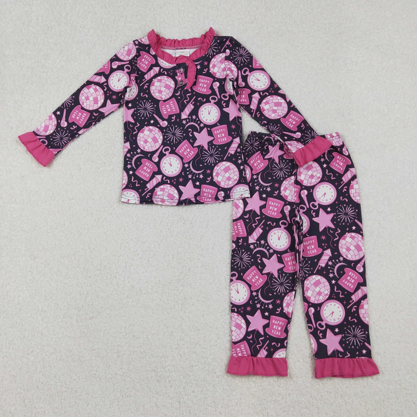 GLP2771 baby girls clock rose pajamas