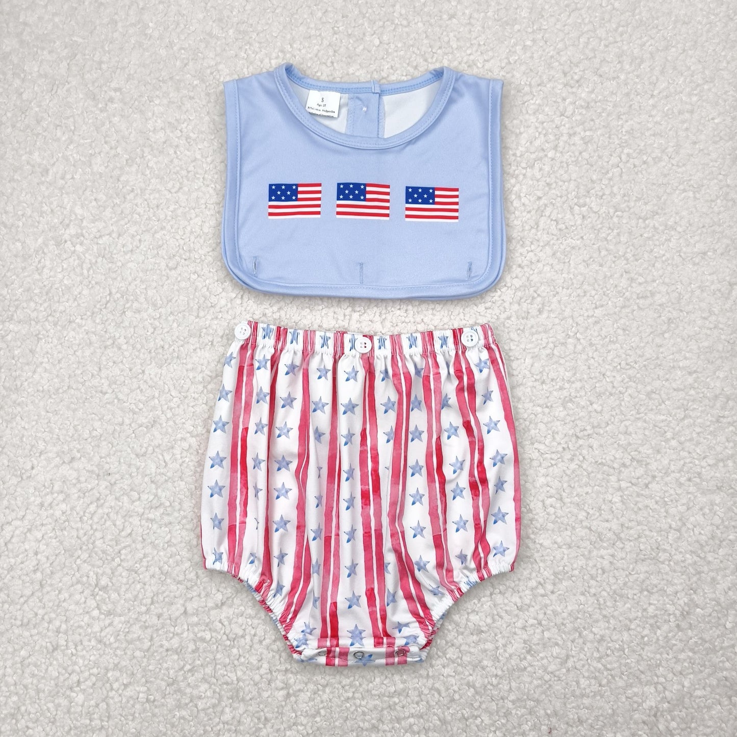 SR3049 Baby boys July Fourth red stripe romper