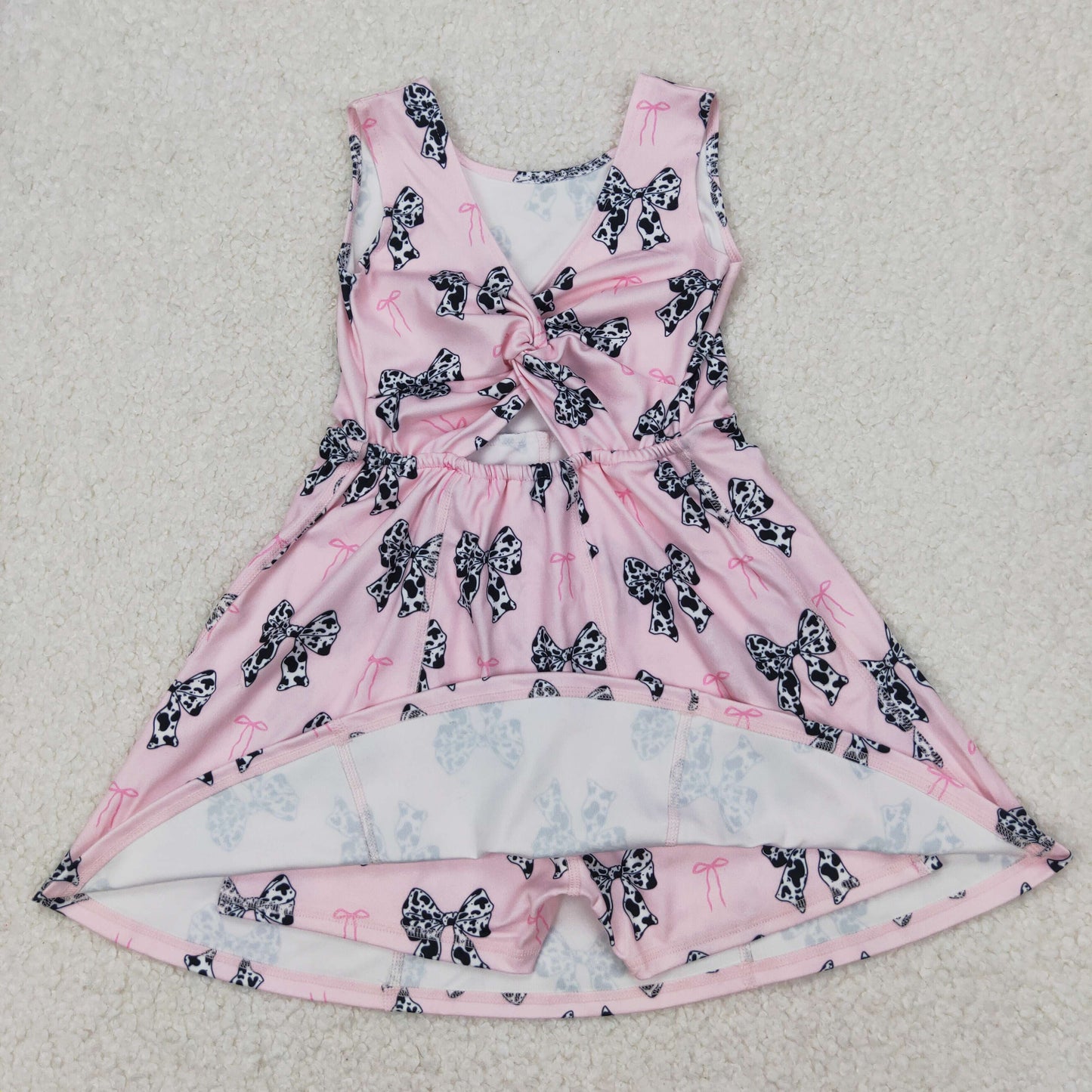 GSD1853 baby Girls pink black bow Dress yoga
