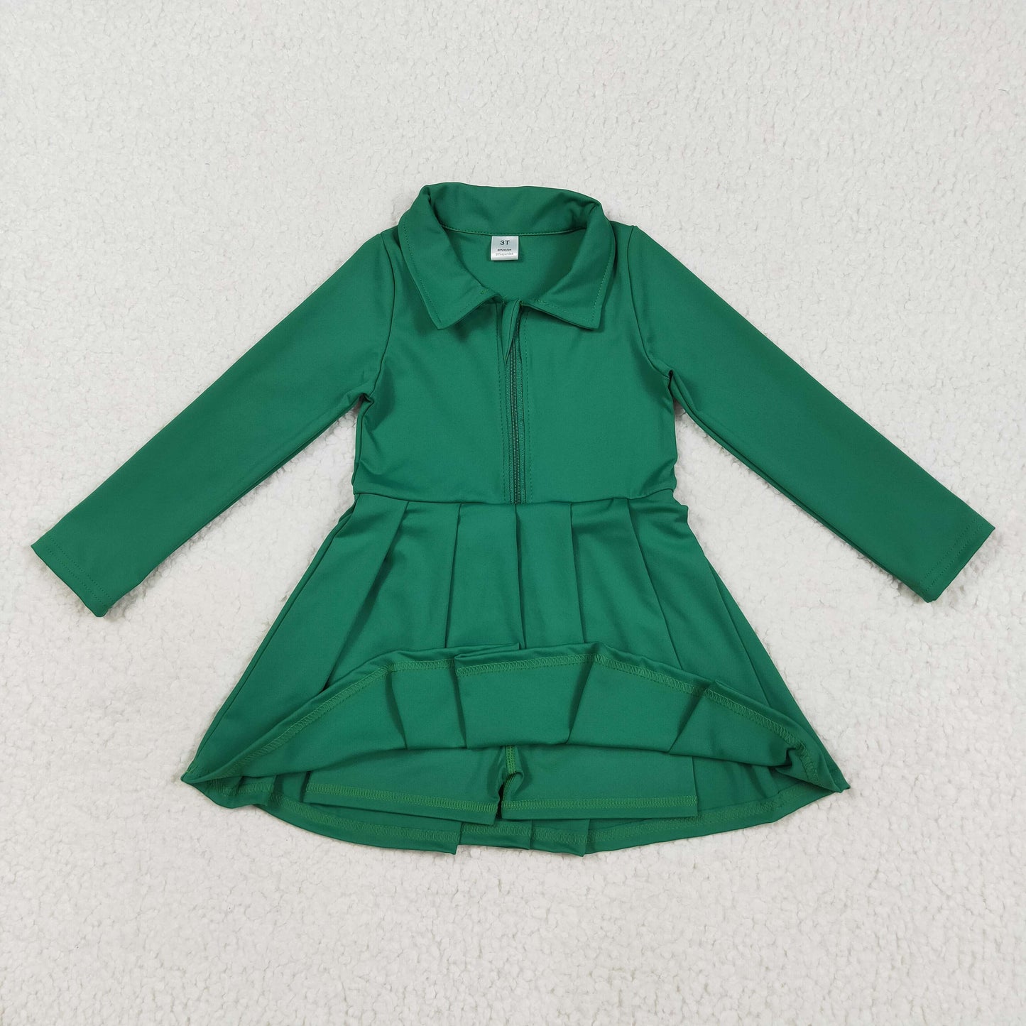 GLD1148 girls long sleeve zipper green Dress yoga