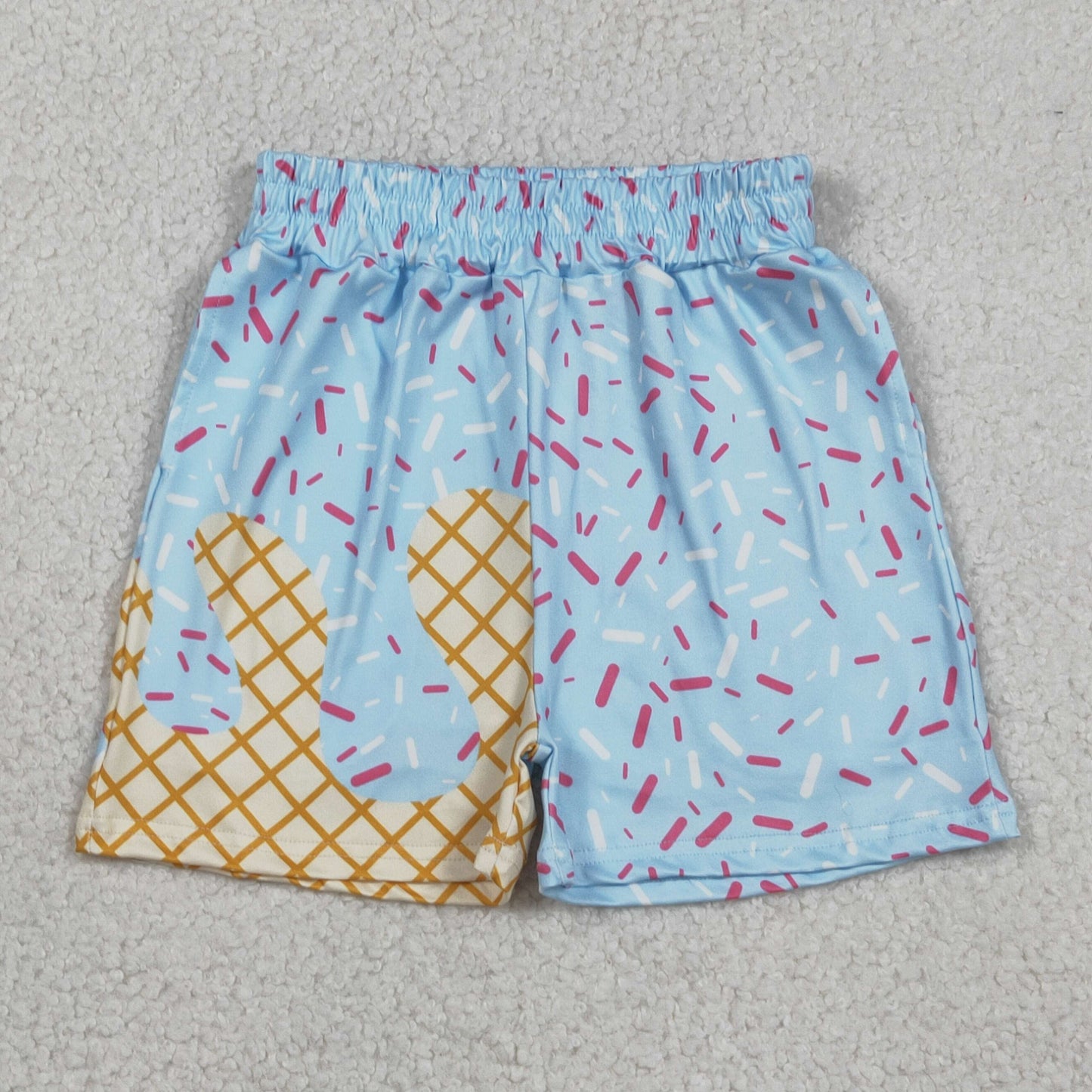 SS0635 baby boys Ice cream waffles blue shorts