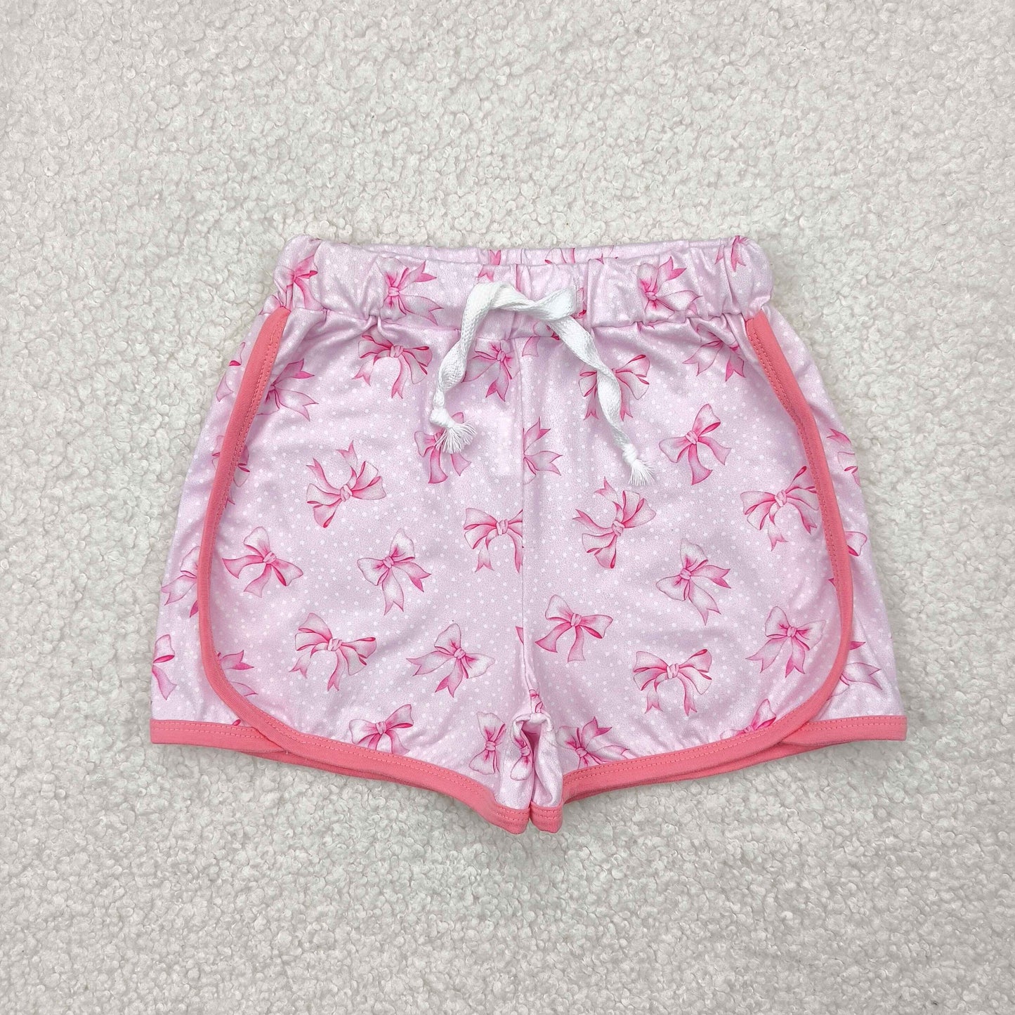 SS0463 baby girls pink bow shorts