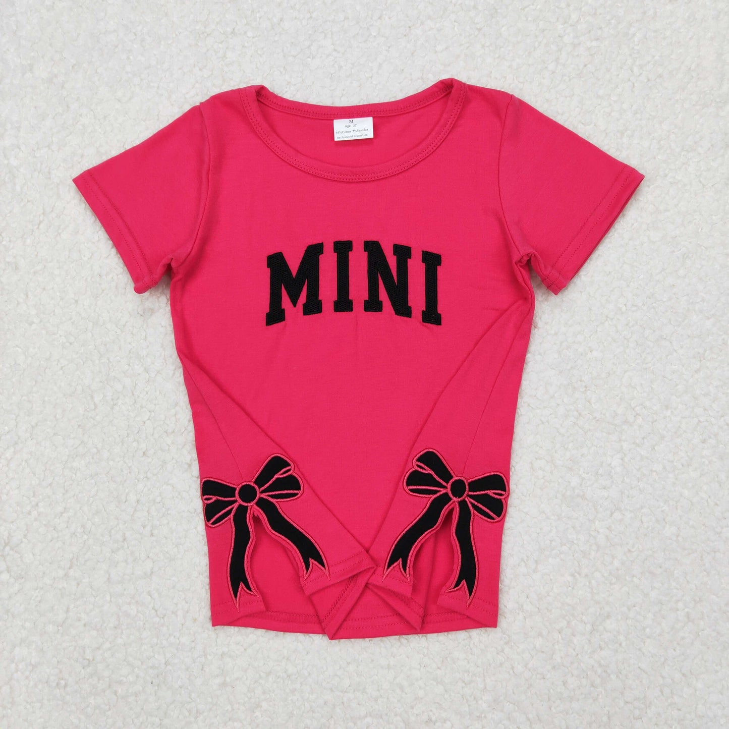 GT0917 Girls MINI bow rose T-shirt embroidery