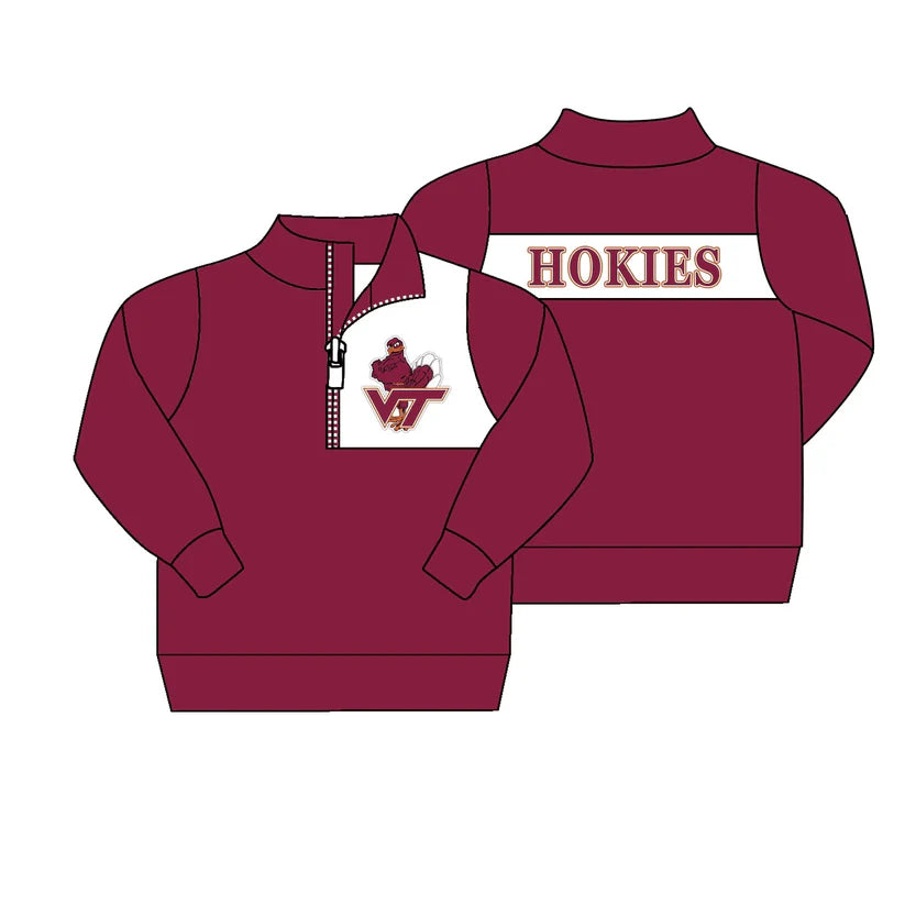 MOQ 3 Custom design Boys team HOKIES red Pullover
