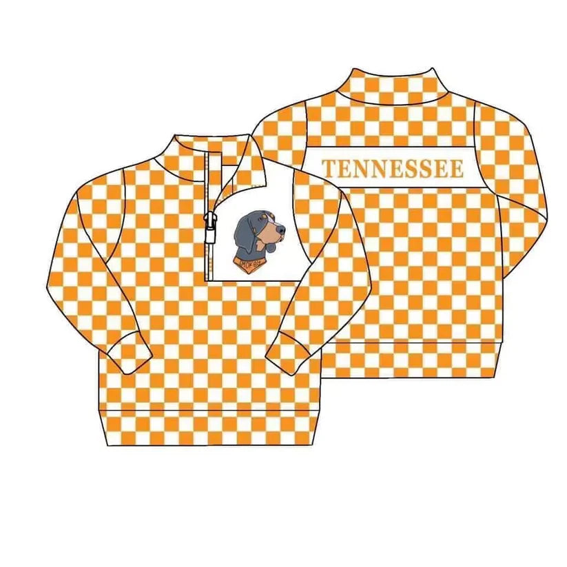 MOQ 3 Custom design Boys team TENNESSEE orange checkered Pullover