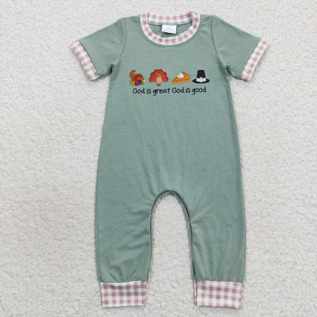 SR0439 Boys short sleeve Thanksgiving romper vinyl (Shipment from the US)