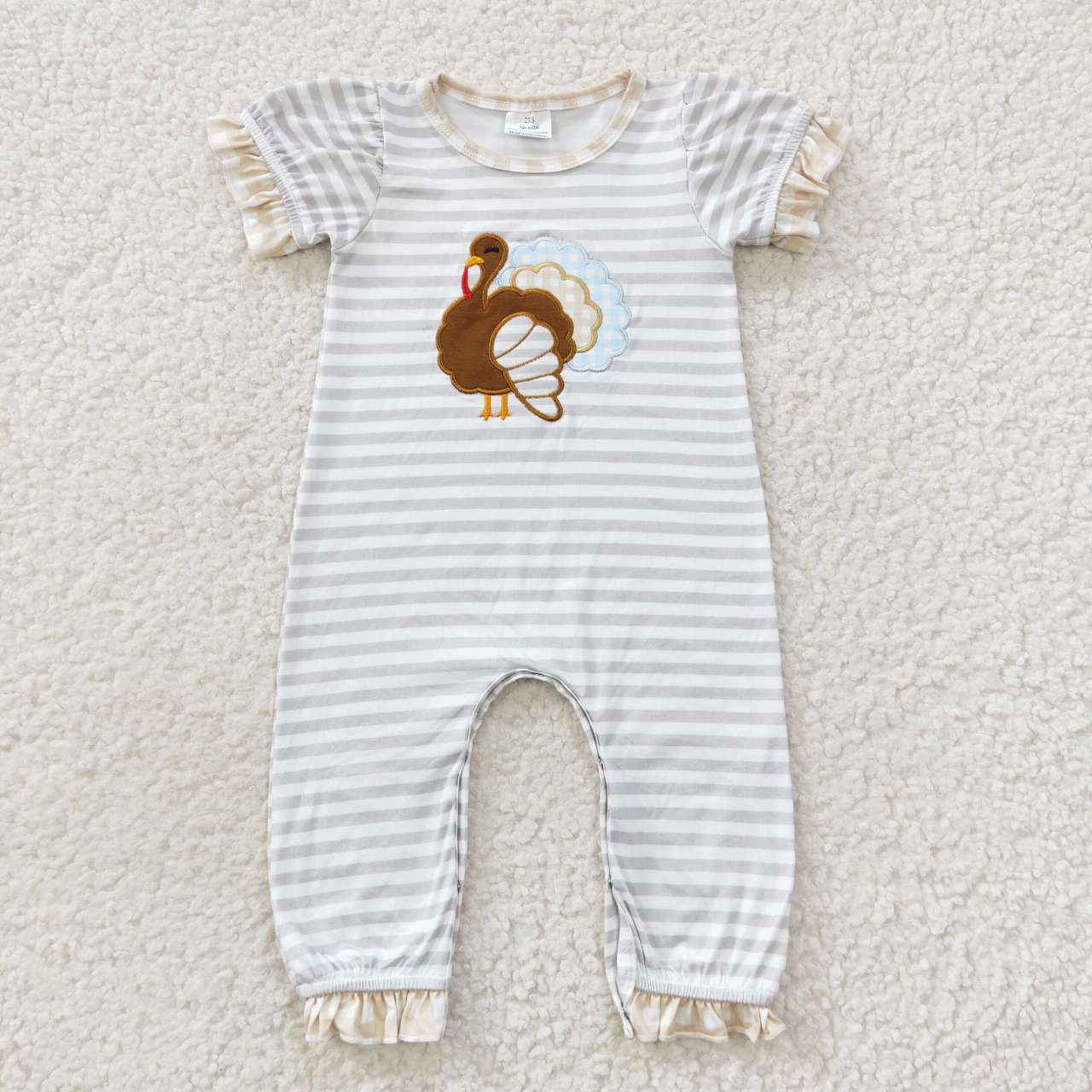SR0407 Girls short sleeve Thanksgiving romper embroidery (Shipment from the US)