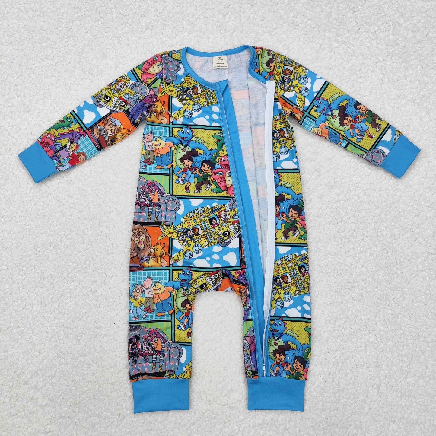 LR2040 Baby boys cartoon zipper romper