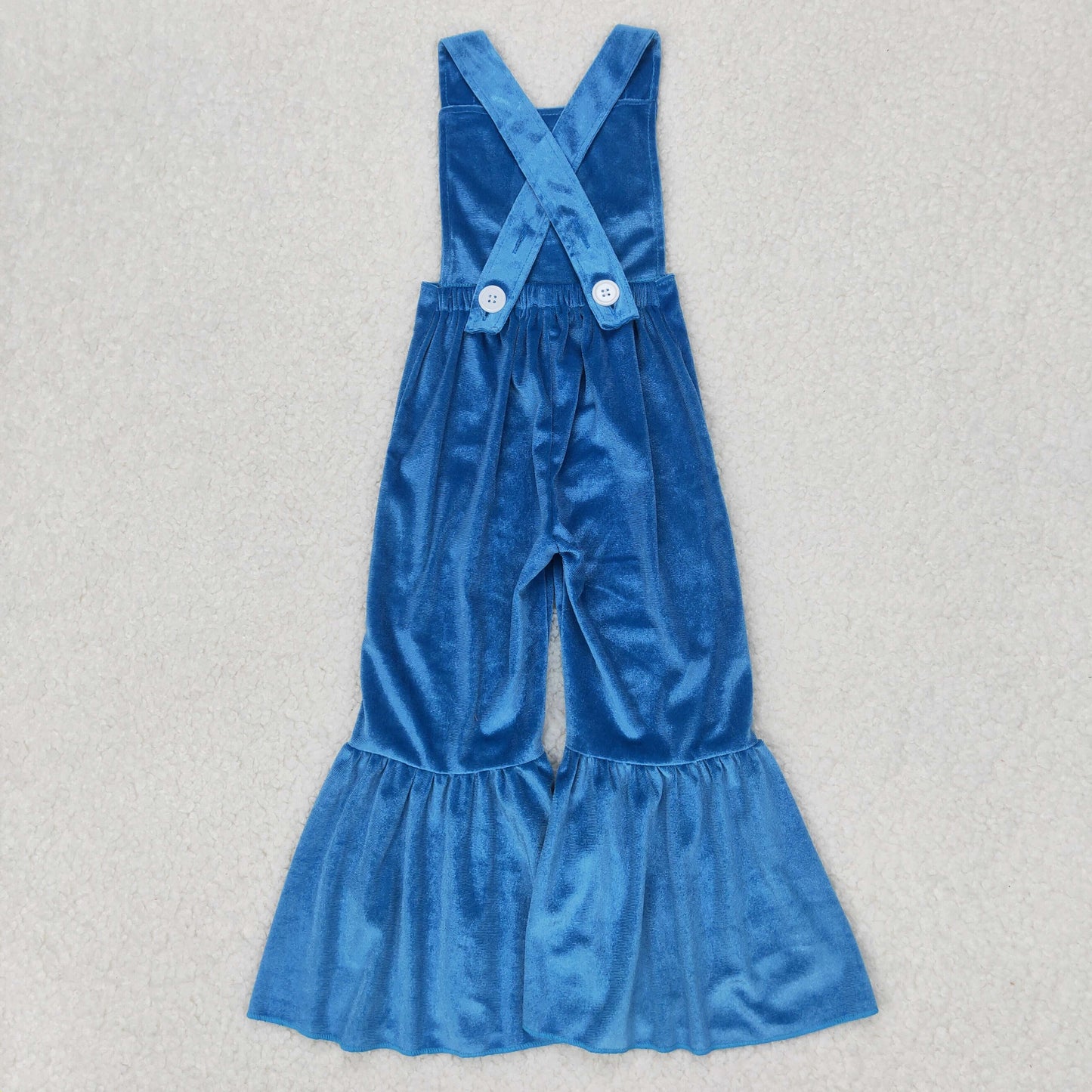 SR2445 Girls cartoon blue velvet Jumpsuit embroidery