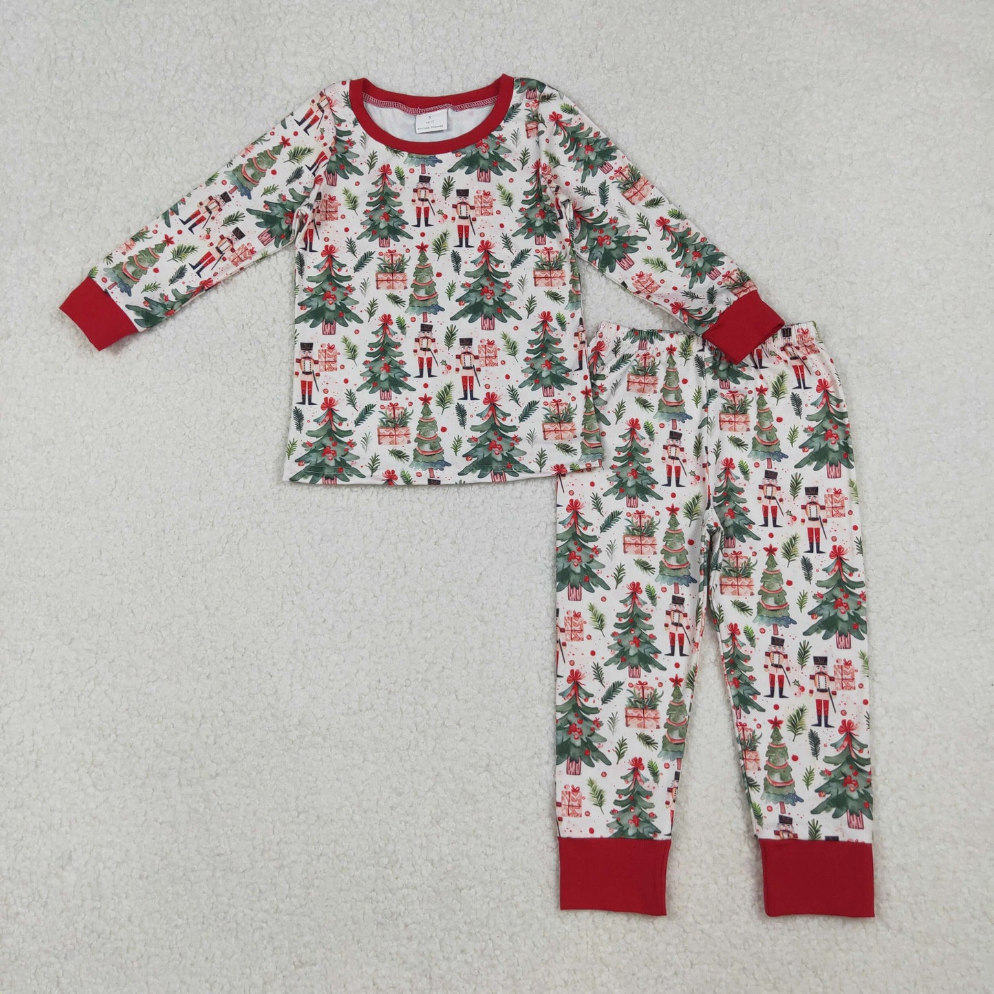 BLP1206 baby boys Christmas tree red pajamas