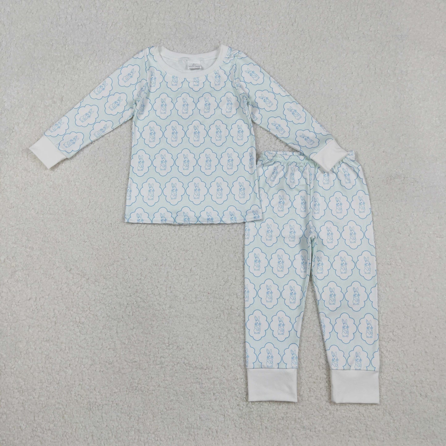 BLP1359 boys Easter bunny blue long sleeve pajamas