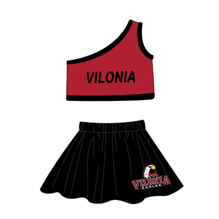 MOQ 3 Custom design baby girls VILONIA eagle skirt girls team outfits