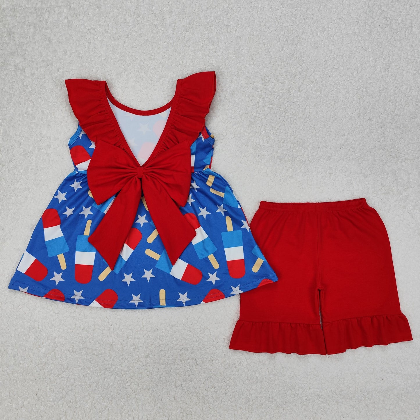GSSO1765 girls July Foutth sleeveless red outfits