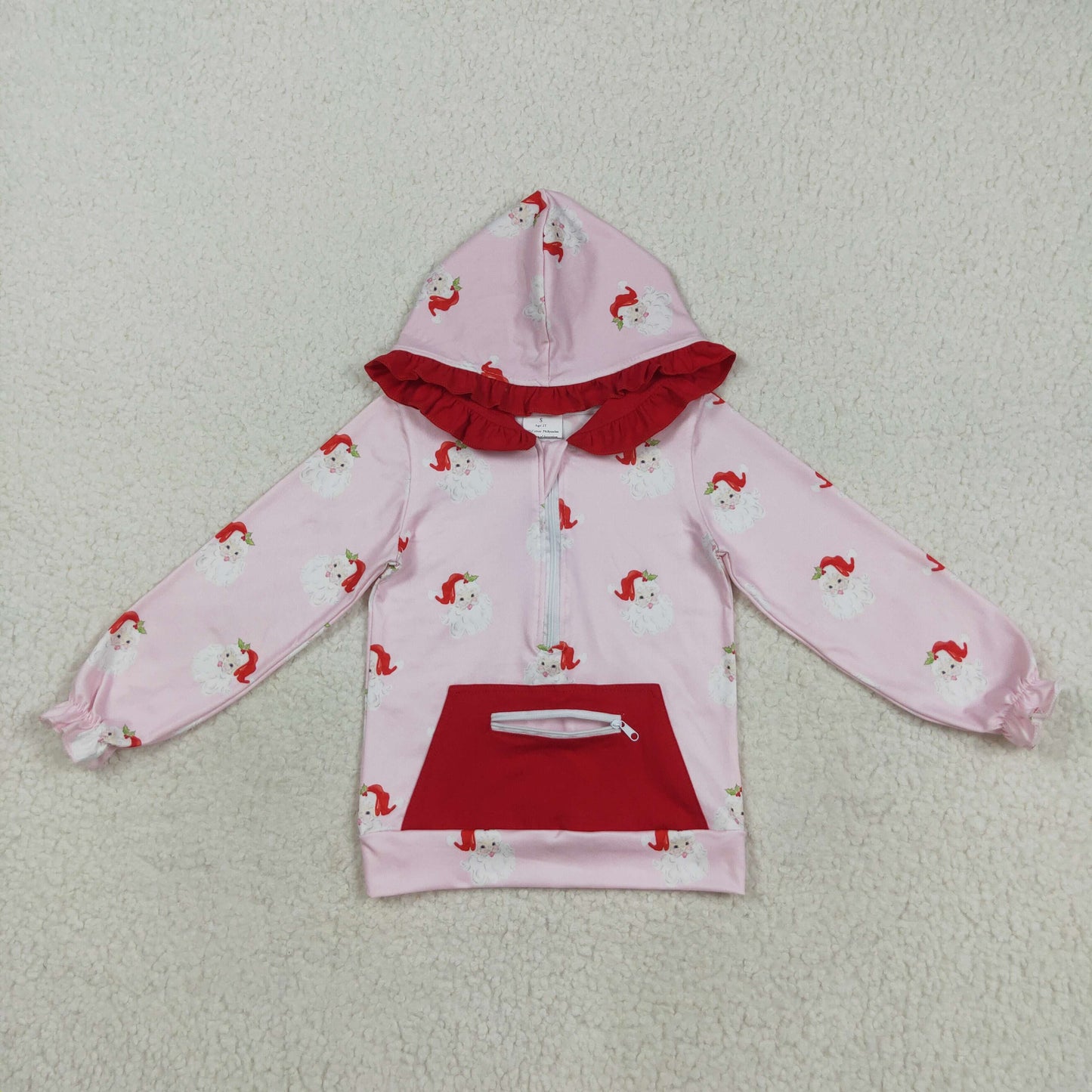 GT1047 baby girls Christmas zipper blue red hoodies top