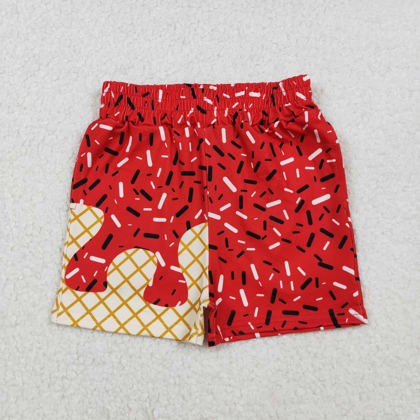 SS0637 baby boys Ice cream waffles red shorts