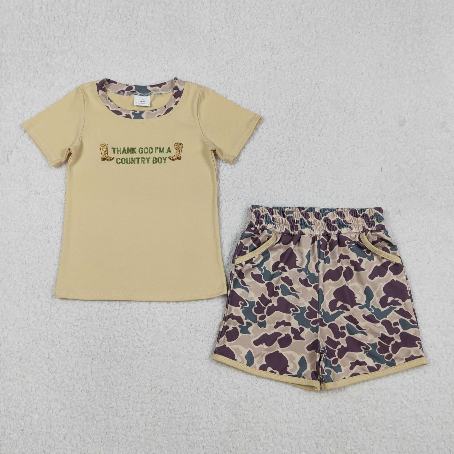 BSSO1577 Boys COUNTER BOY short sleeve camo shorts outfits embroidery