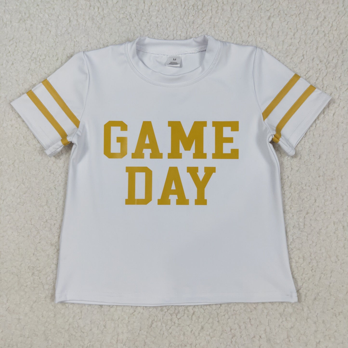 GT1101 Girls Golden white short sleeve GAME DAY T-shirt top YOGA vinyl