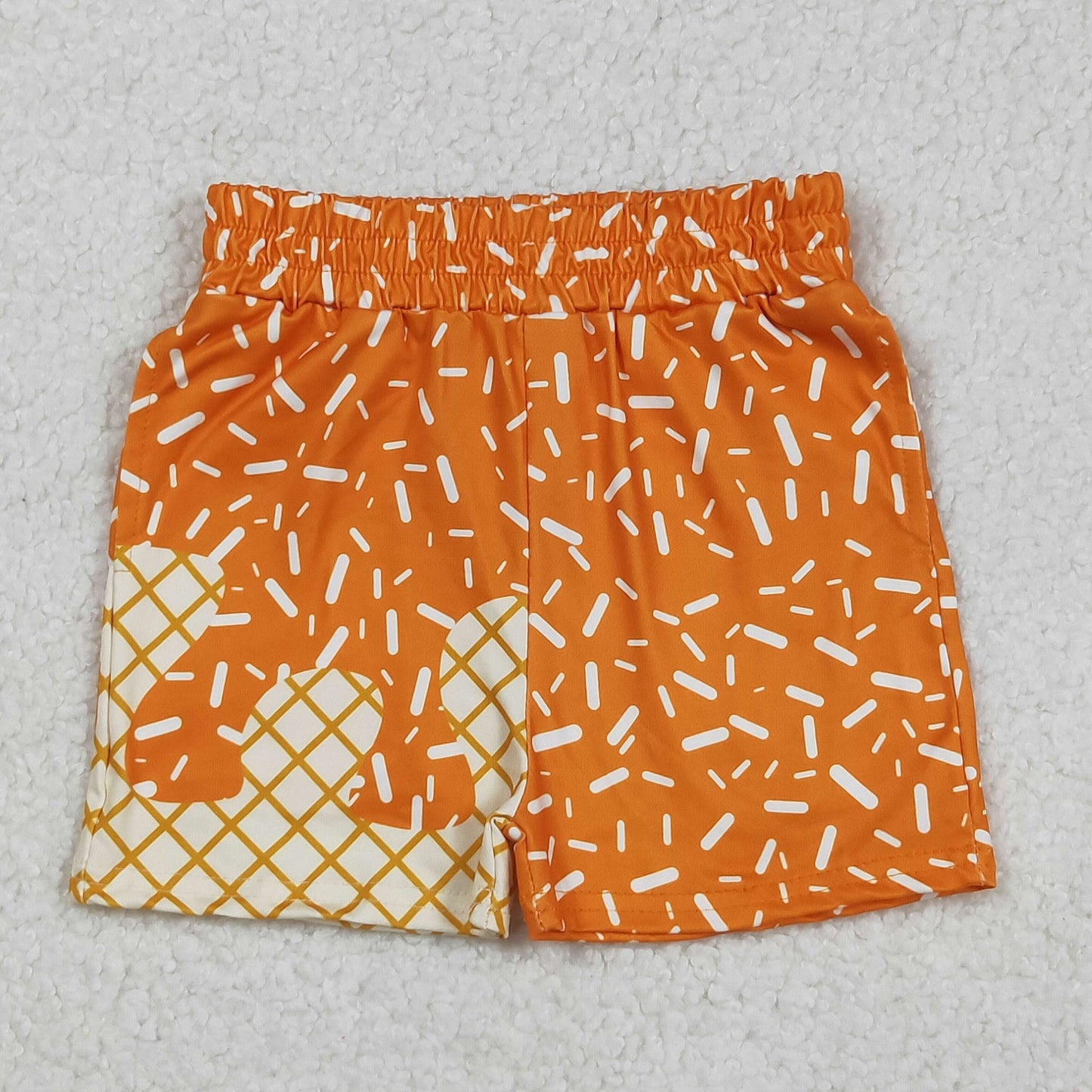 SS0639 baby boys Ice cream waffles orange shorts