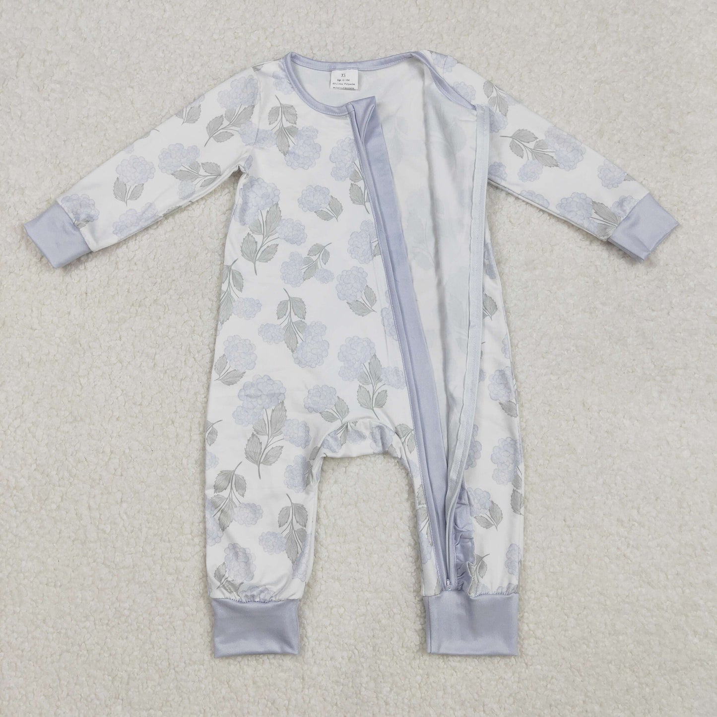 LR2157 Baby Girls blue zipper romper