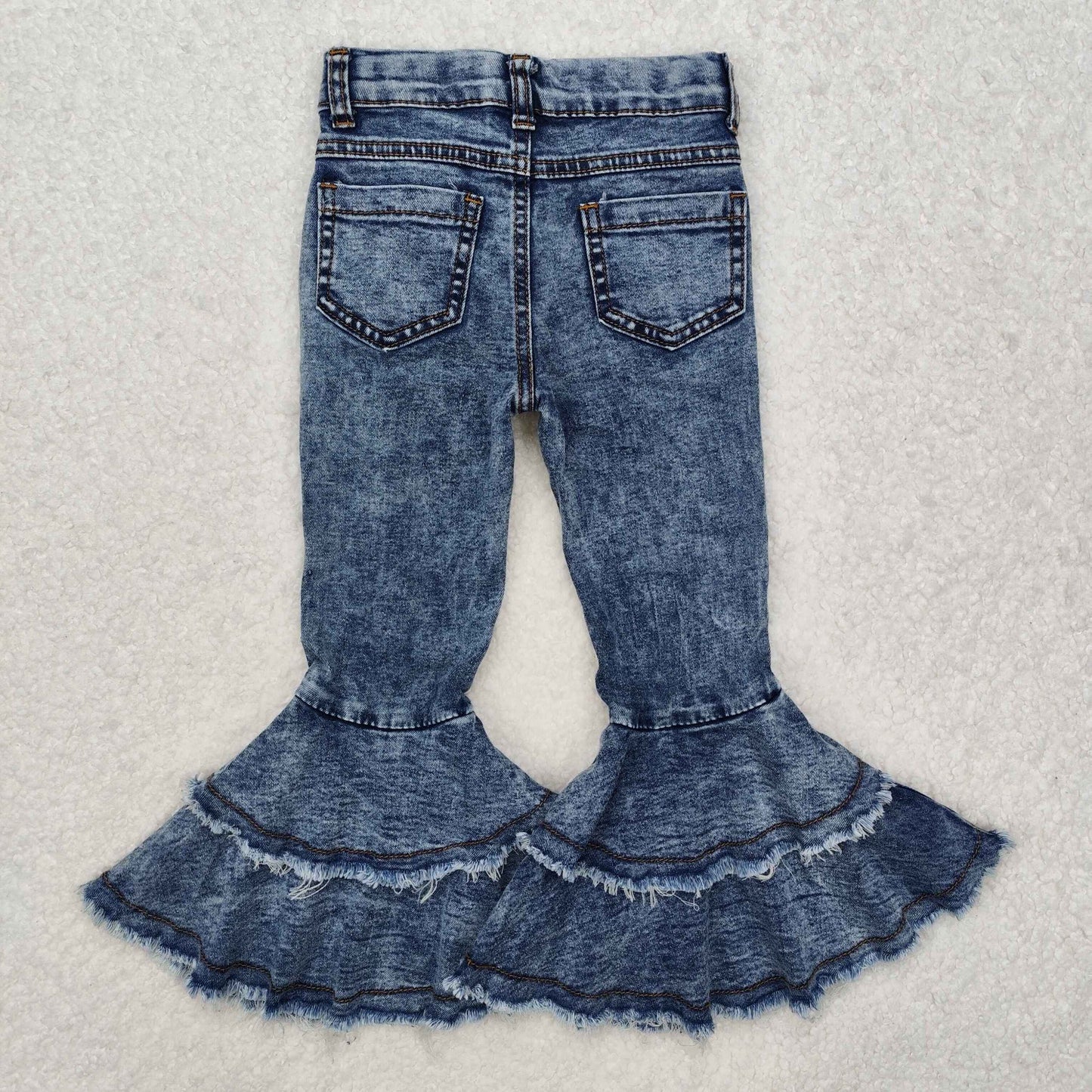 Girls Blue Bell Bottom double Fringe Jeans