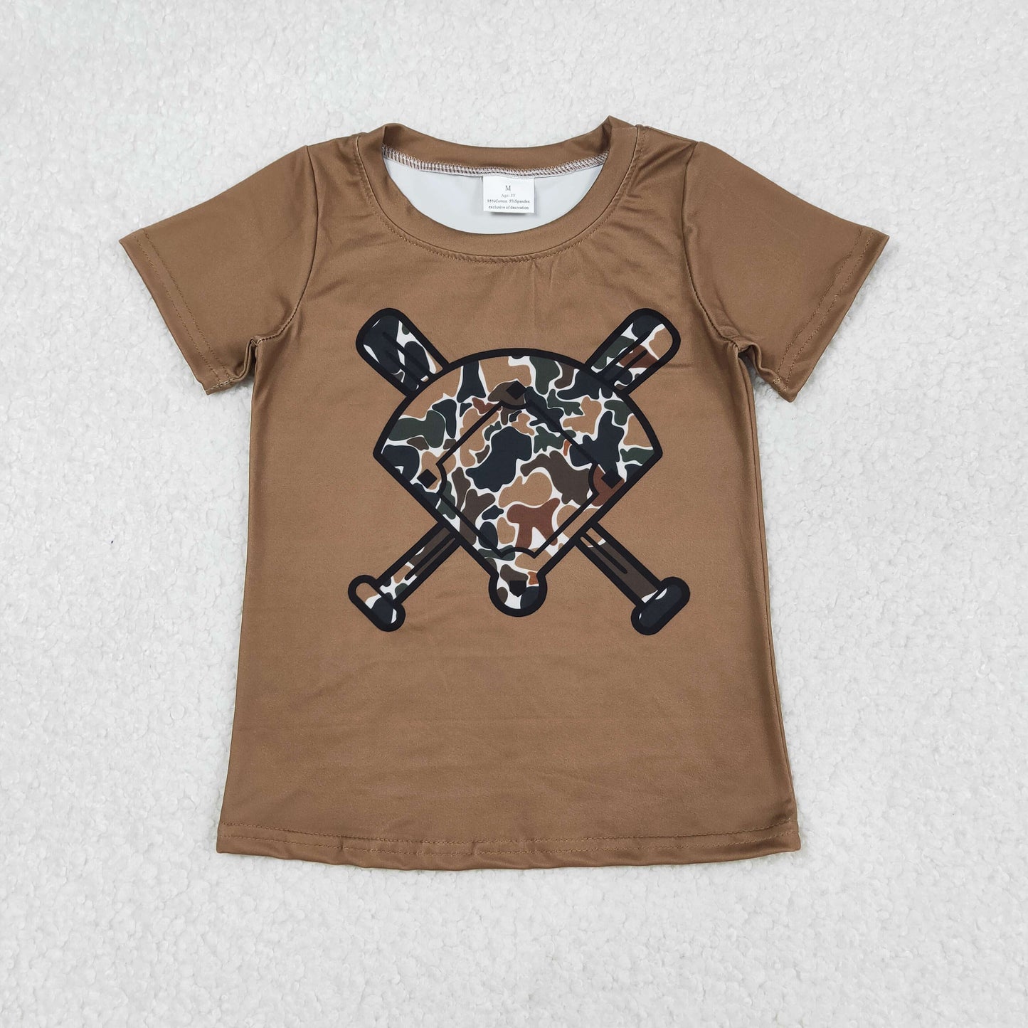 BT1420 baby boys baseball camo short sleeve shirt top