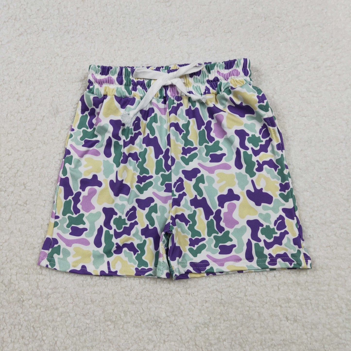 SS0734 baby boys Mardi Gras camo shorts