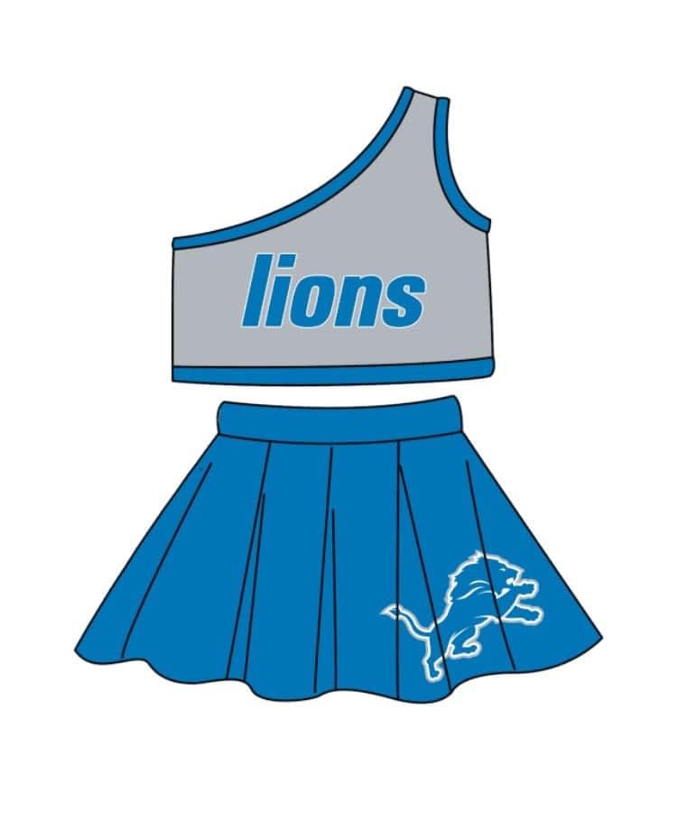 MOQ 3 Custom design baby girls lion top skirt girls team outfits