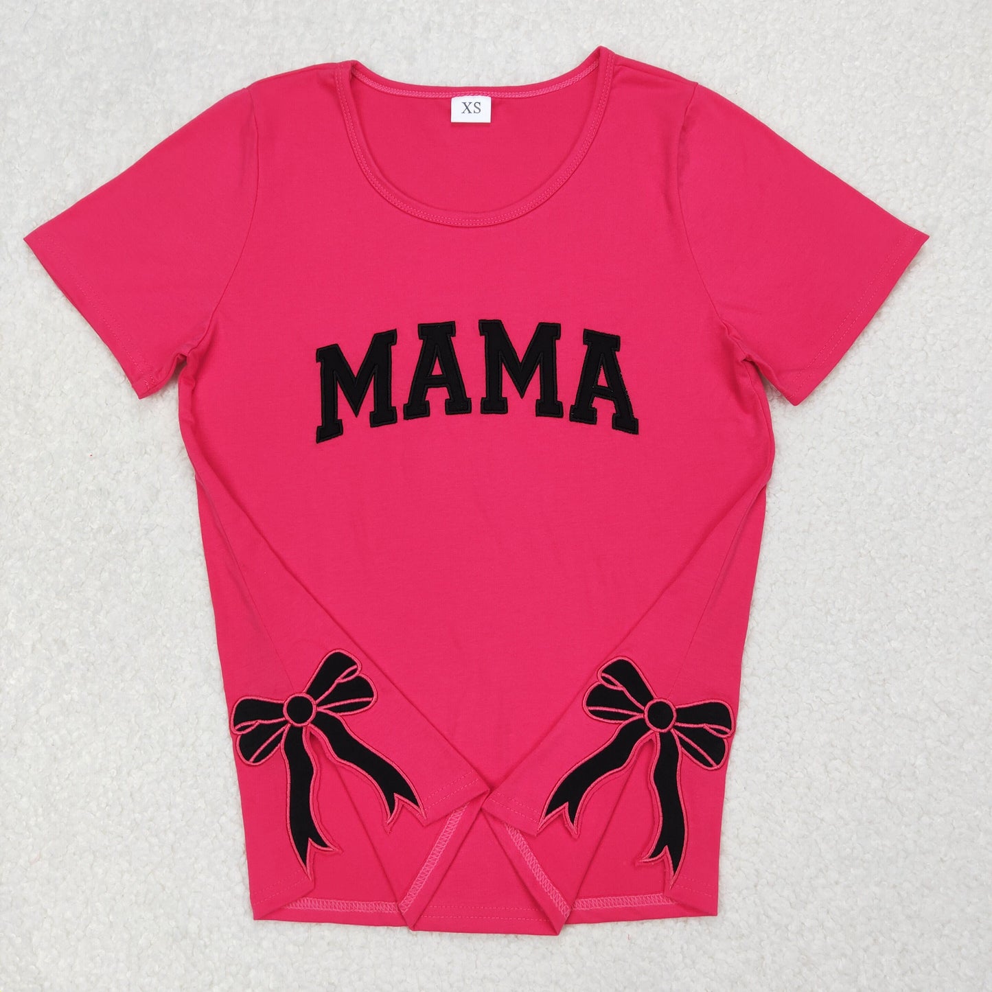 GT0919 Adult MAMA bow roseT-shirt double embroidery