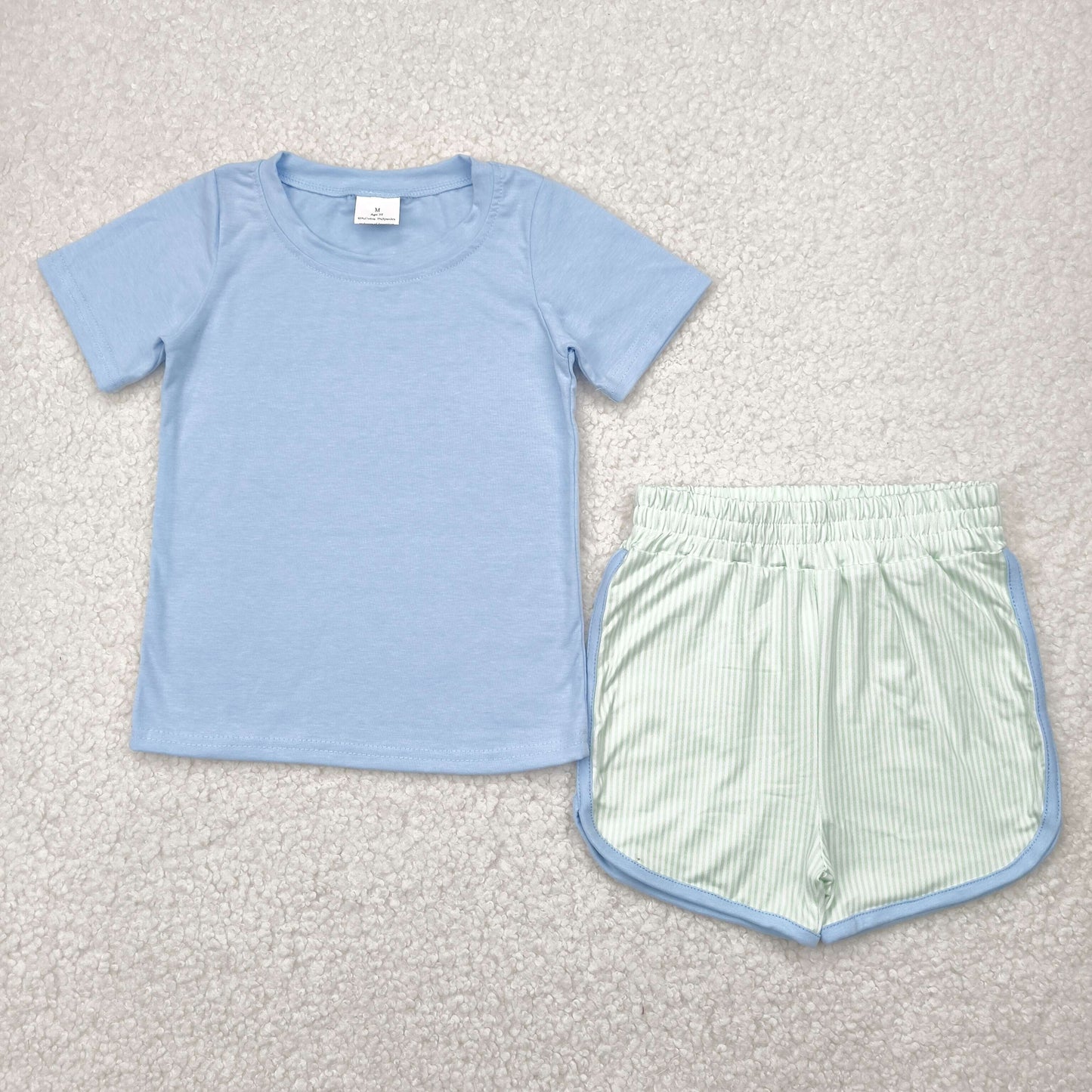 BSSO1481 Boys blue green shorts outfits