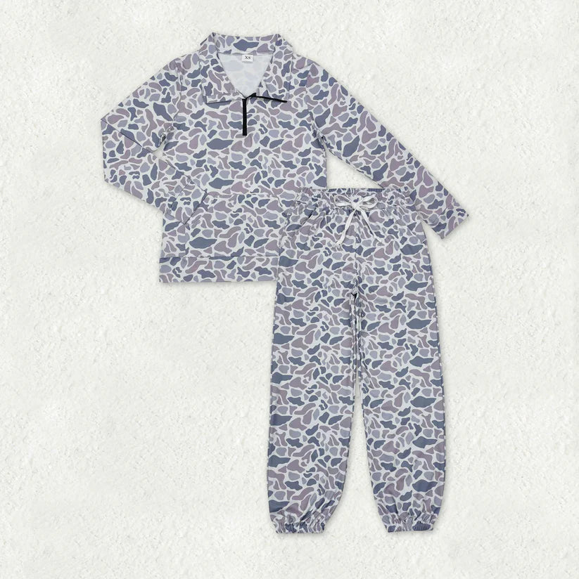 Matching Adult women camo Long Sleeves grey camo outfits yoga