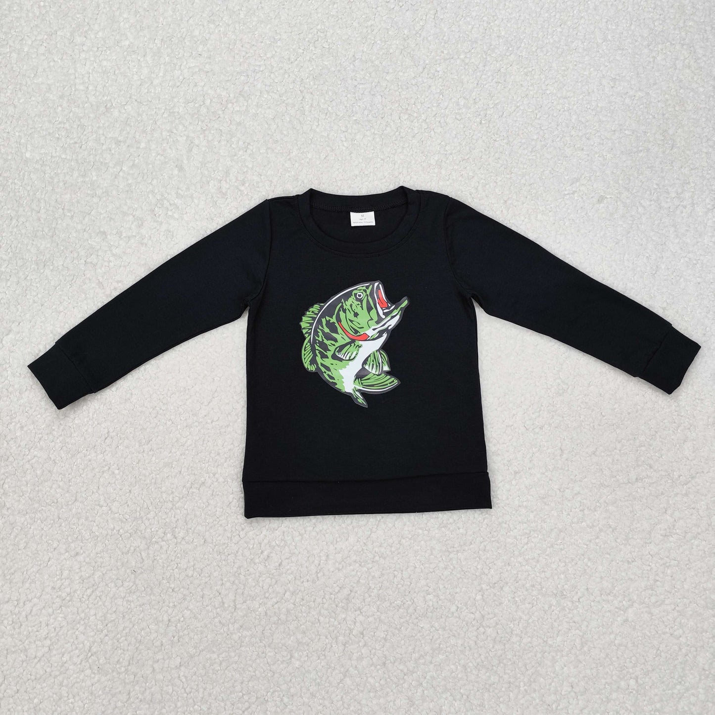 BT1073 baby boys long sleeve black fish top