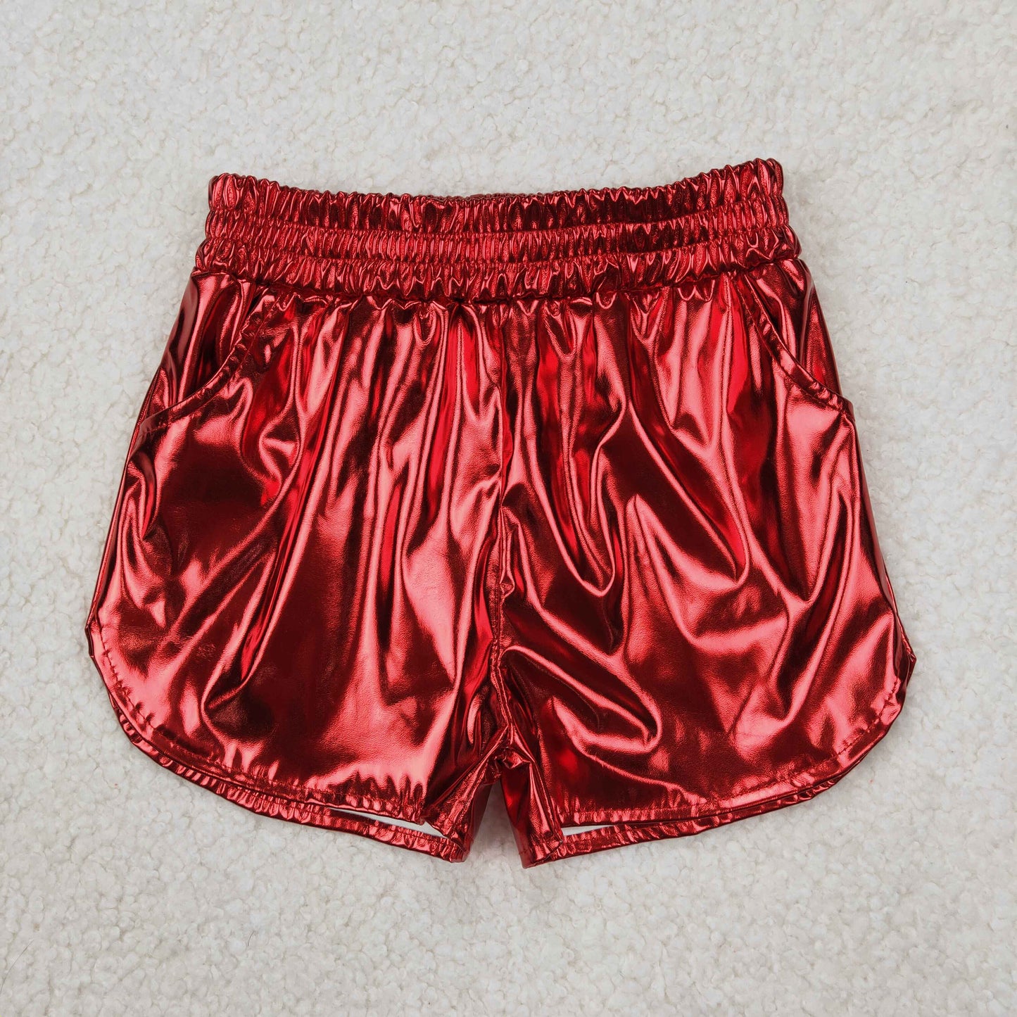 SS0415 Baby girls red leather shorts