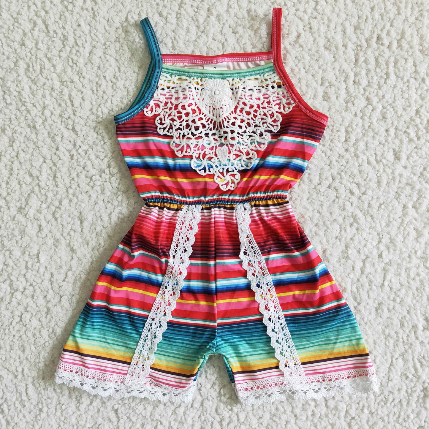 A7-1 Girls colorful stripe Summer Jumpsuit
