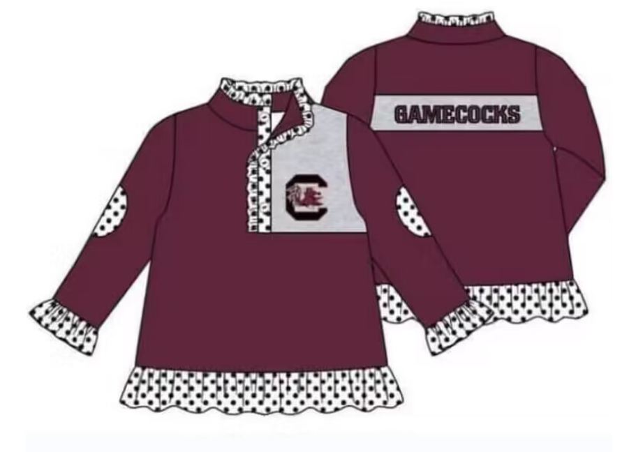MOQ 3 Custom design Girls team Gamecocks Pullover