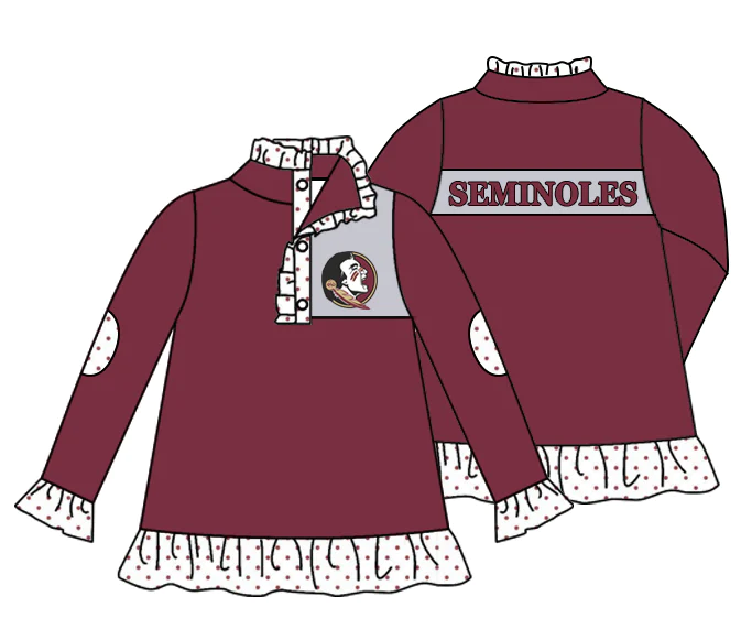 MOQ 3 Custom design Girls SEMINOLES Pullover