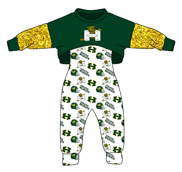 MOQ 3 Custom design Girls Wildcats Outfits 2pcs