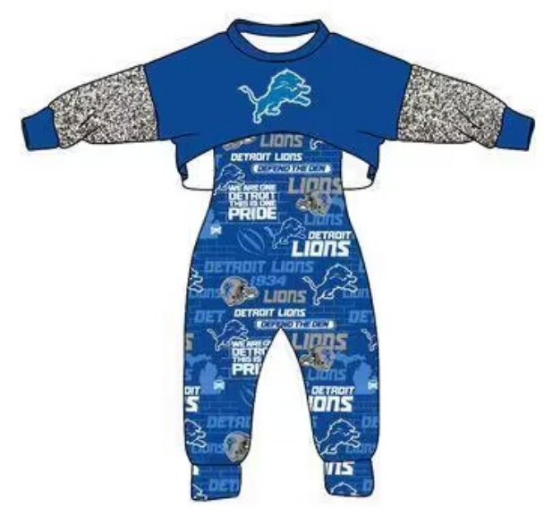 MOQ 3 Custom design Girls Lions Outfits 2pcs