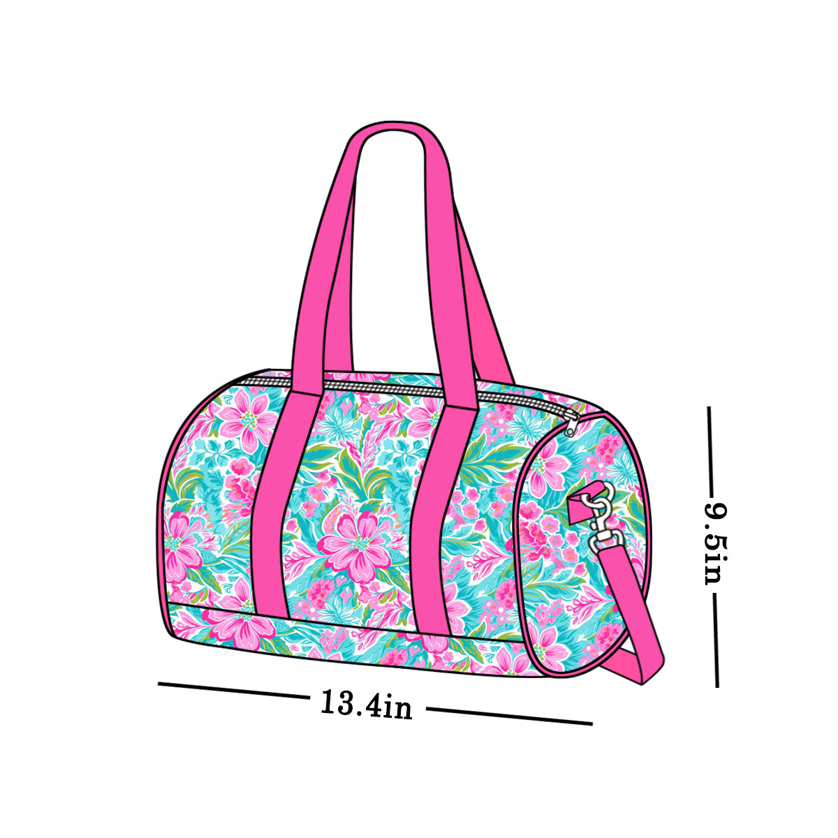 BA0205 Pre-order deadline May 10 pink floral Duffle Bag 18.5x11.2x7.9 inches