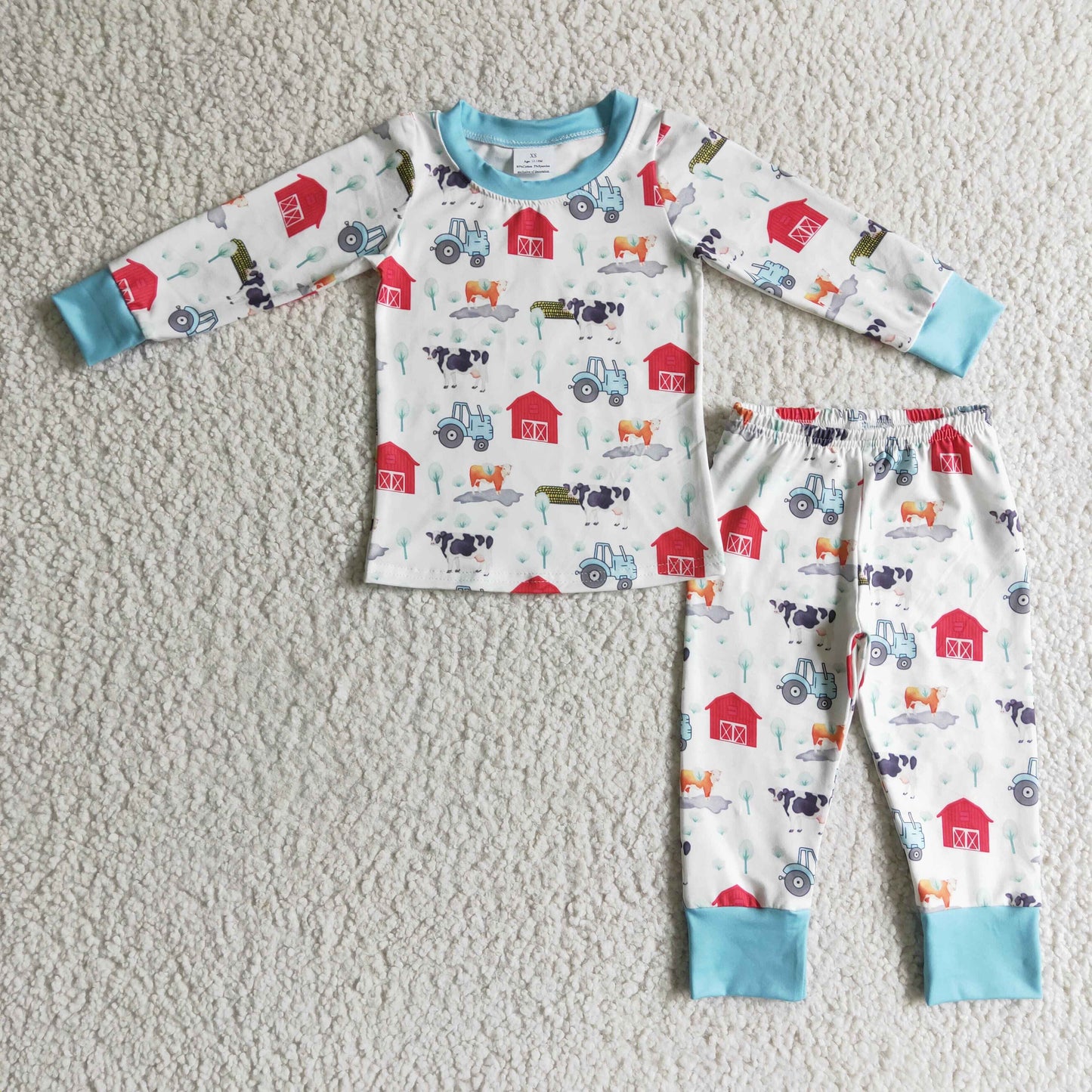 BLP0103 Boys red house cow Pajamas