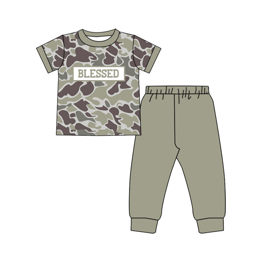 10.1 Pre-order BSPO0606 Boys BLESSED camo short sleeve outfits