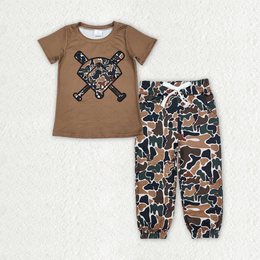 BSPO0652 boys baseball short sleeves camo outfits