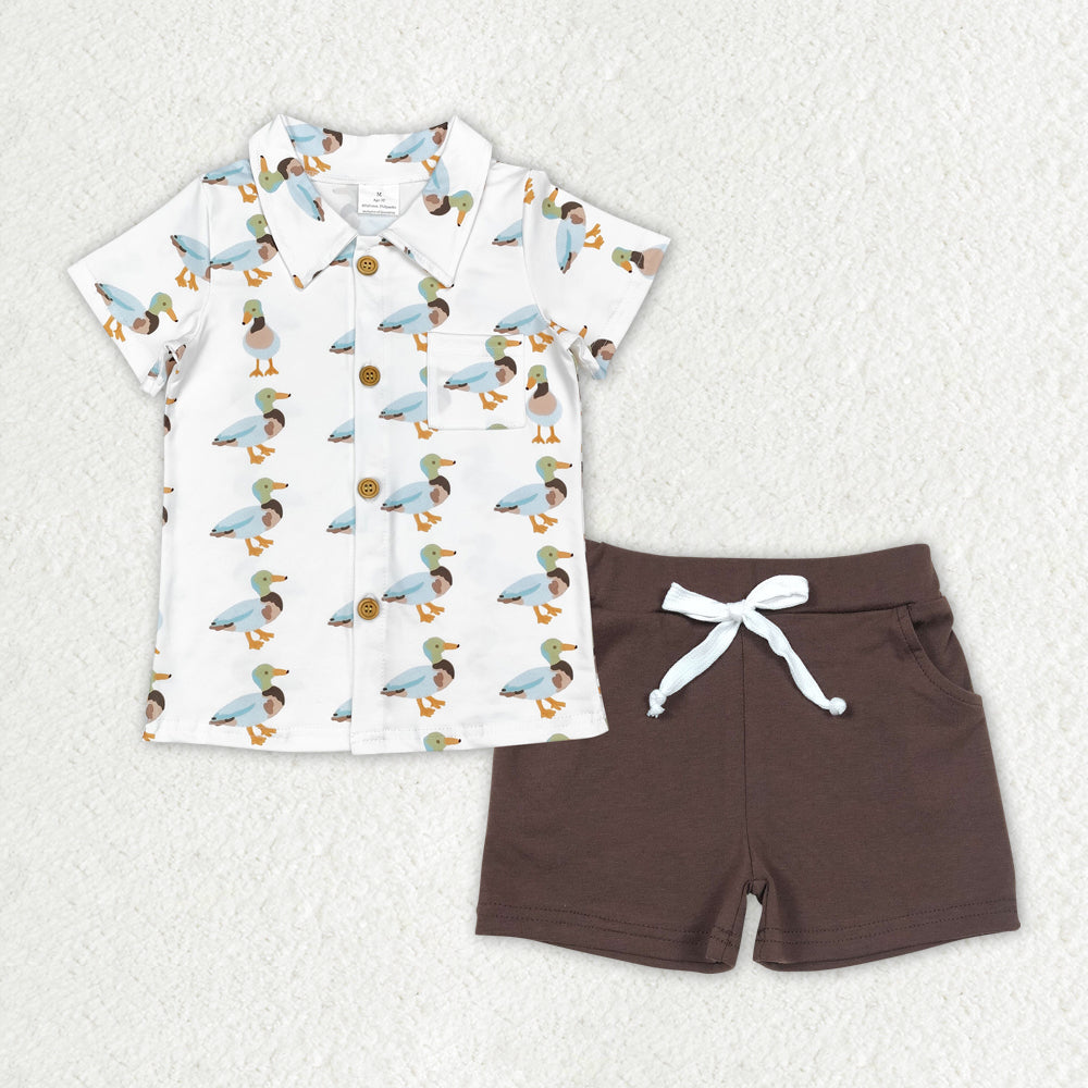 BSSO1183 Boys duck short shirt brown shorts outfits