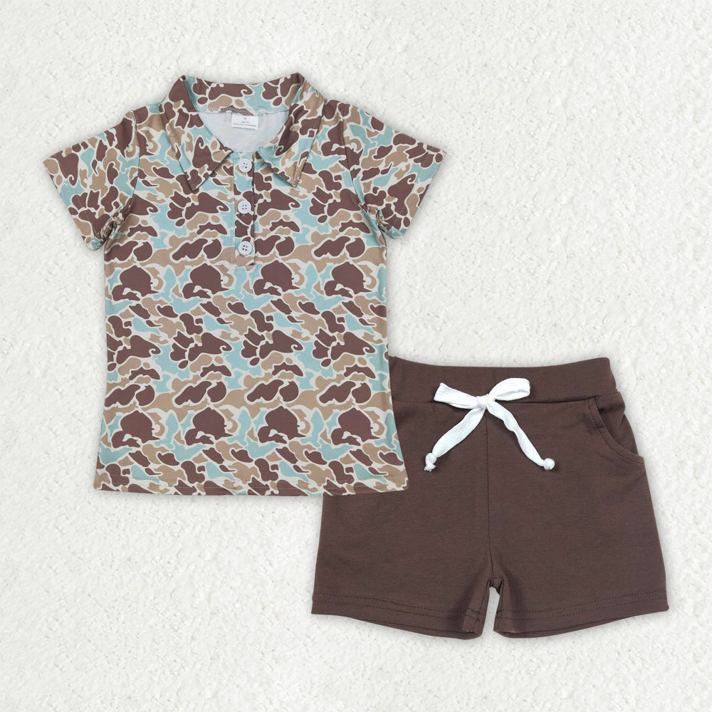 BSSO1486 Boys shorts button camo brown shorts outfits
