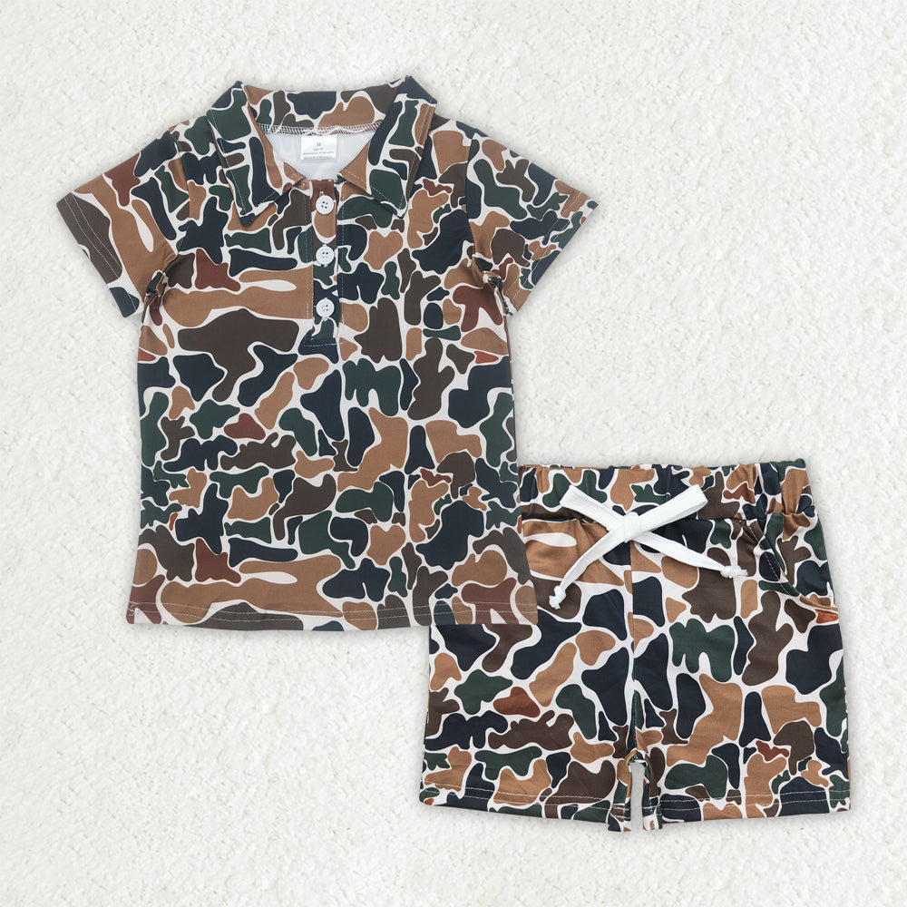 BSSO1522 Boys shorts button camo brown shorts outfits