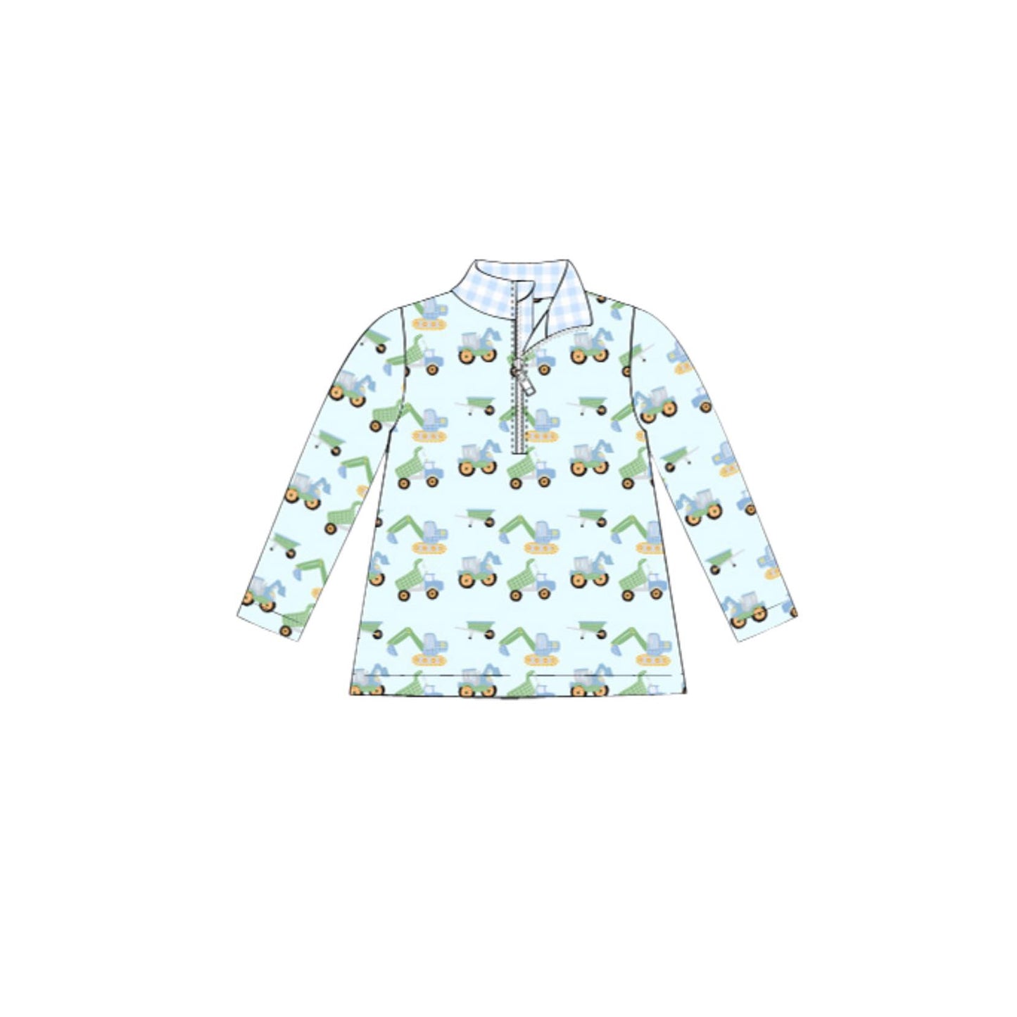 10.13 Pre-order BT1408 baby boys tractor zipper long sleeve shirt top